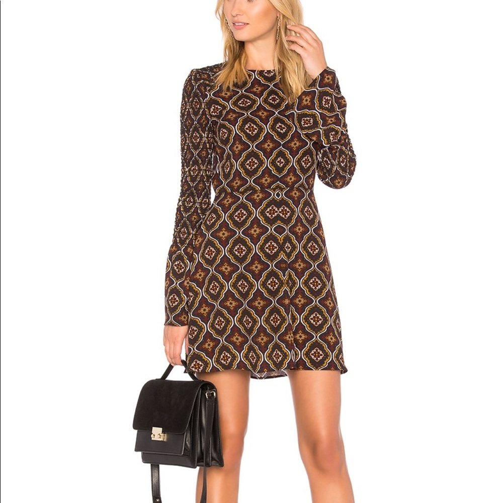 A.L.C. - Alexa Printed Bell Sleeve Silk Dress - Picture 1 of 7